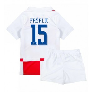 Chorvatsko Mario Pasalic #15 Dětské Domácí dres komplet ME 2024 Krátký Rukáv (+ trenýrky)